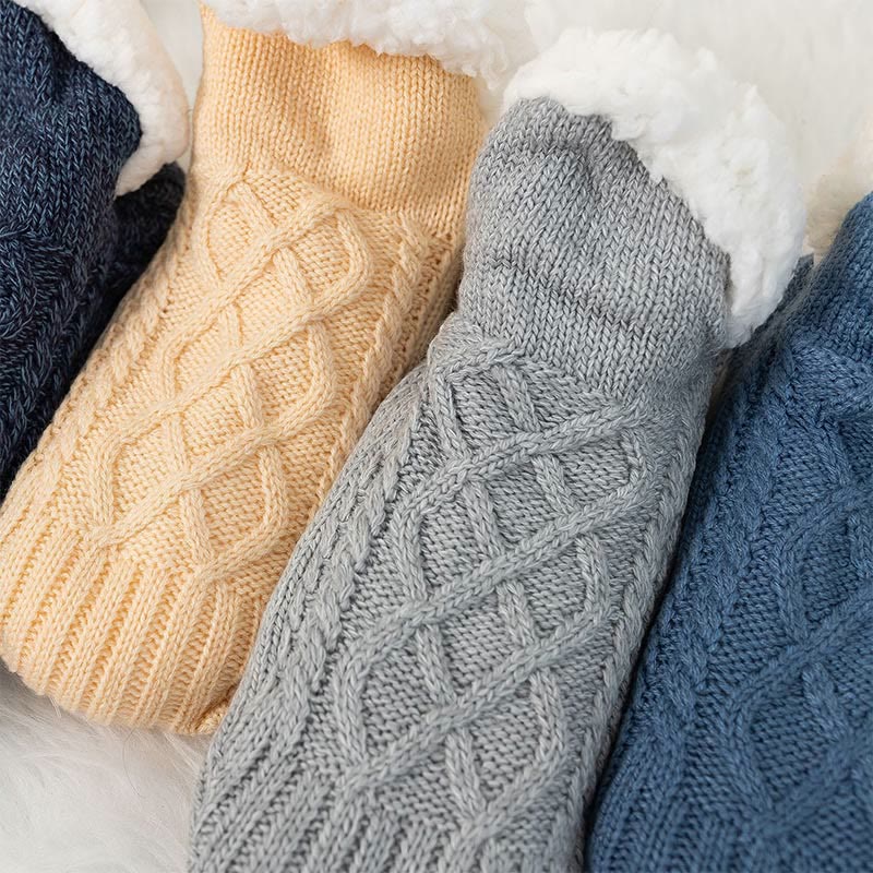 Plus Size Lamb Wool Warm Indoor Slipper Socks(2 Pairs) - image 12