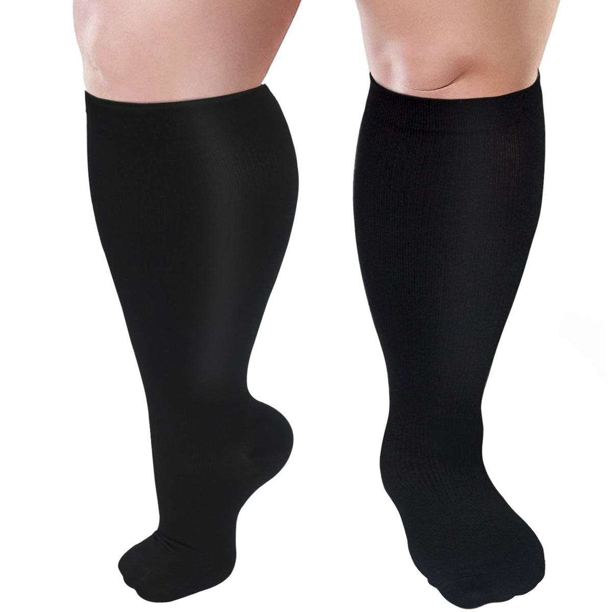 Blue Electrocardiogram Black Heart Plus Size Compression Socks(3 Pairs) - image 12