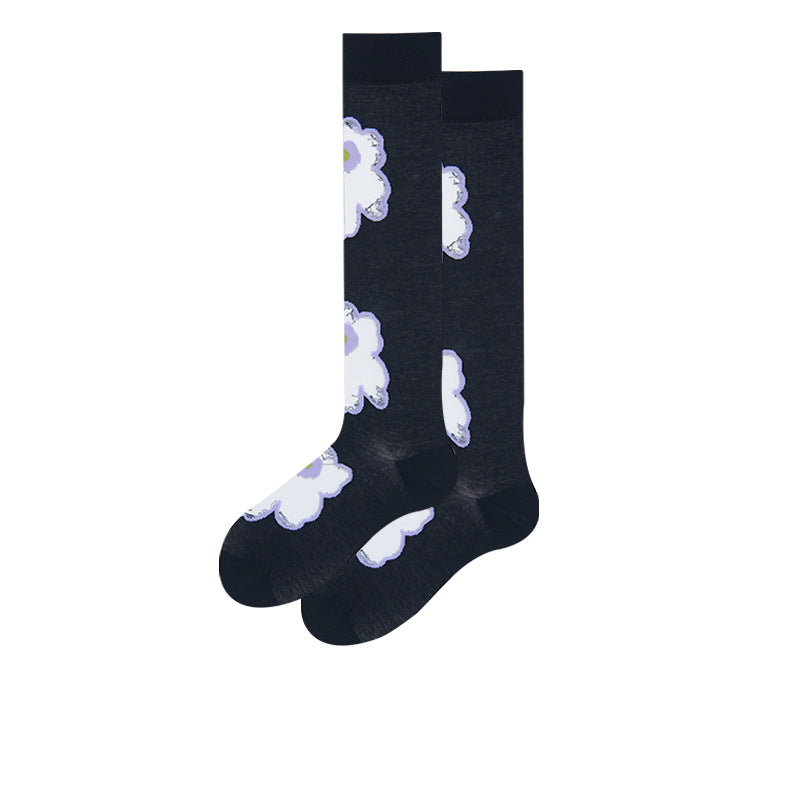 Purple Floral Pattern Glass Sheer Socks - image 3