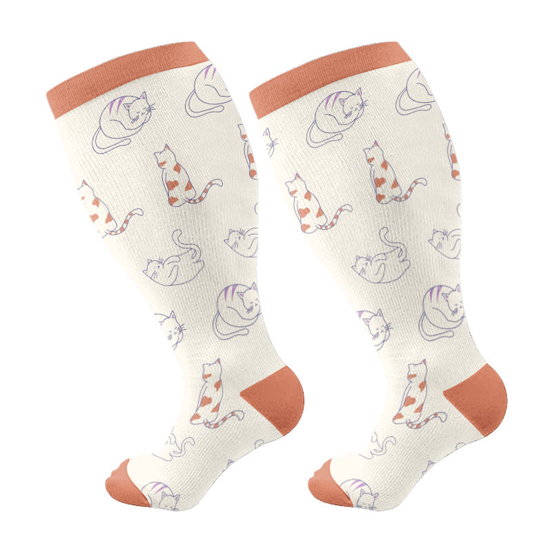 Plus Size Cute Corgi Compression Socks - Orange - 3XL - image 7