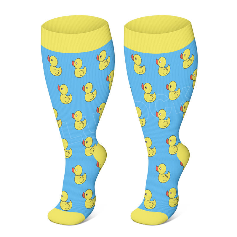 Plus Size Owl Otter Duck Compression Socks - Duck - 4XL - image 3