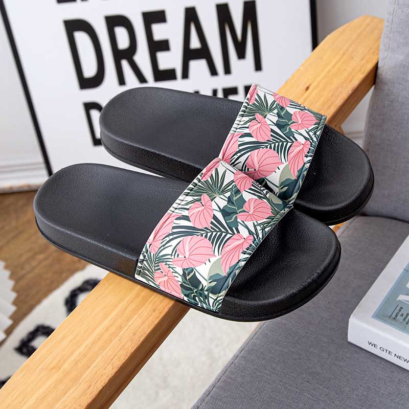 Plus Size Pink Leaves Slides(2 Pairs) - Black - 3XL - image 7