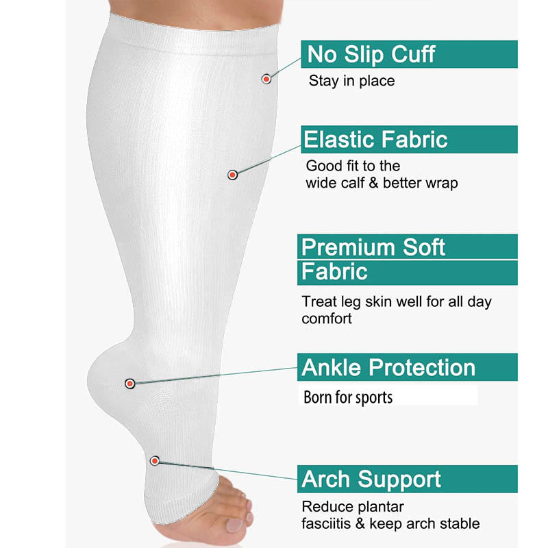 Plus Size White Open Toe Compression Socks - image 4