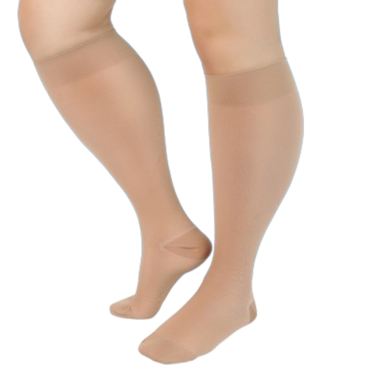 Plus Size Sheer Compression Socks - Nude - 2XL - image 10