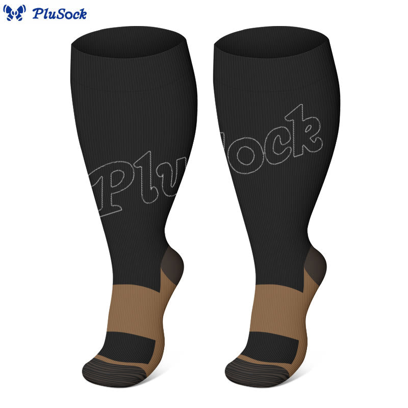Plus Size Black Brown Compression Socks(3 Pairs) - image 2