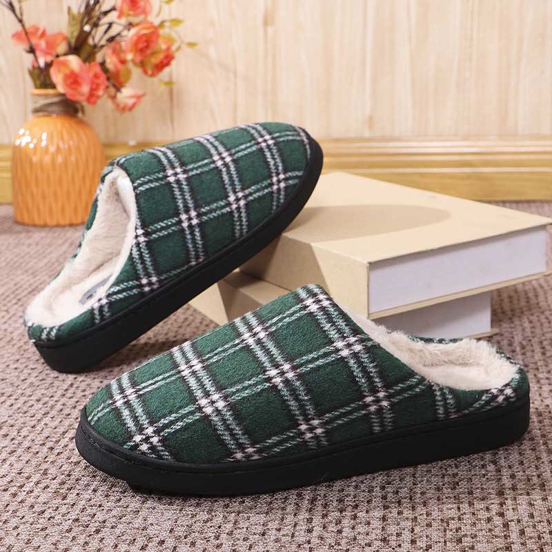 Plus Size Striped Plaid Slippers - Green - US 9-10 - image 10