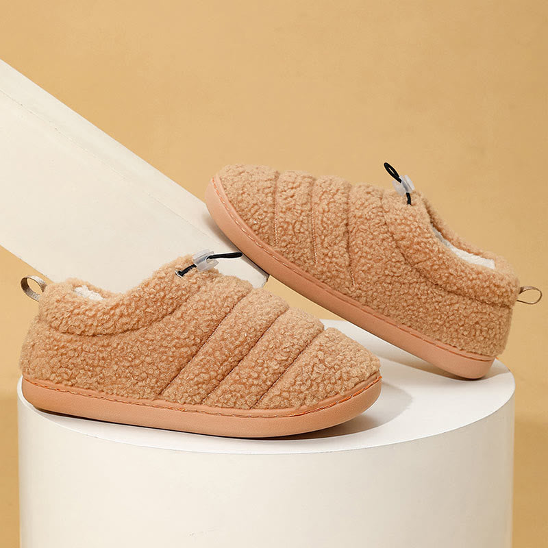 Plus Size Drawstring Design Slipper Socks - Orange - US 10-11 - image 11
