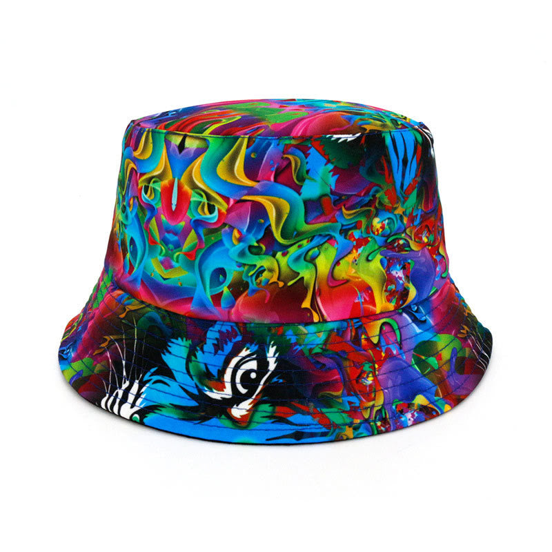Plus Size Leaves Tie Dye Bucket Hat - E - One Size - image 4