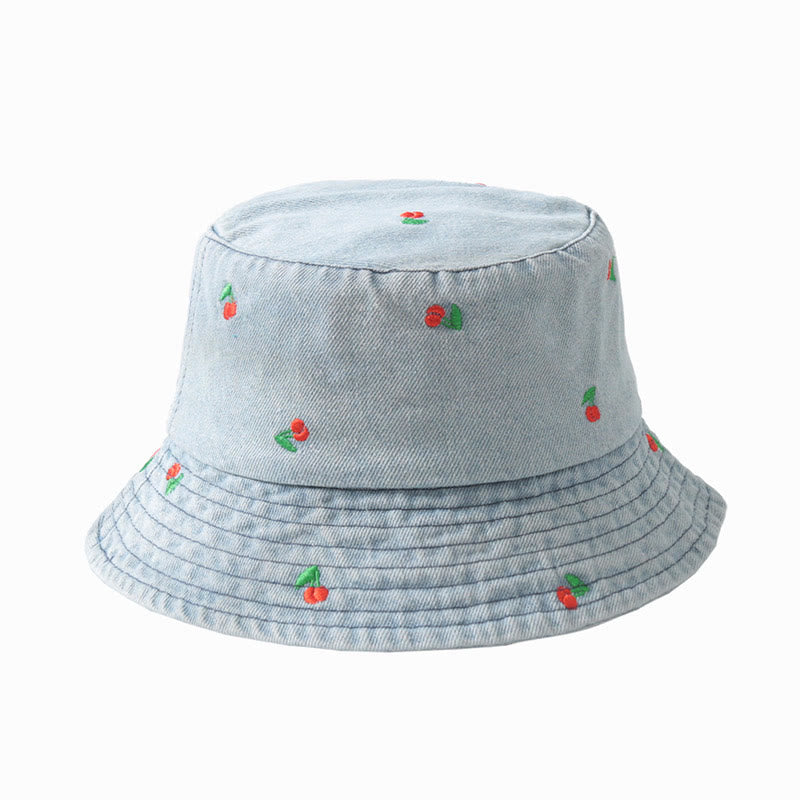 Plus Size Cherry Bucket Hat - Light Blue - One Size - image 1