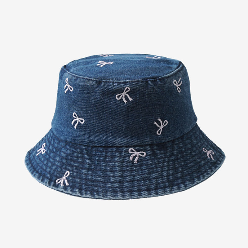 Plus Size Bow Bucket Hat - Dark Blue - One Size - image 2