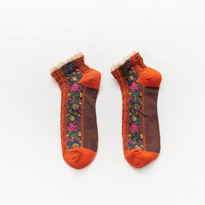 Vintage Lace Ankle Socks(5 Pairs) - Orange - EU36-40(US3-7) - image 13