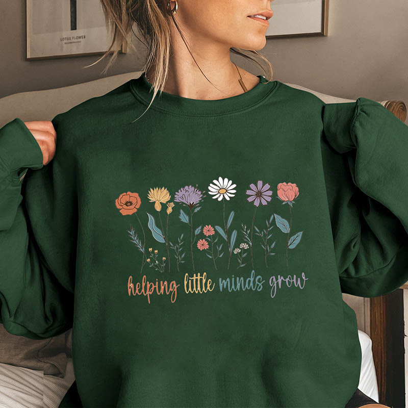 Plus Size Grow Flowers Sweatshirt - Dark Green - 3XL - image 4