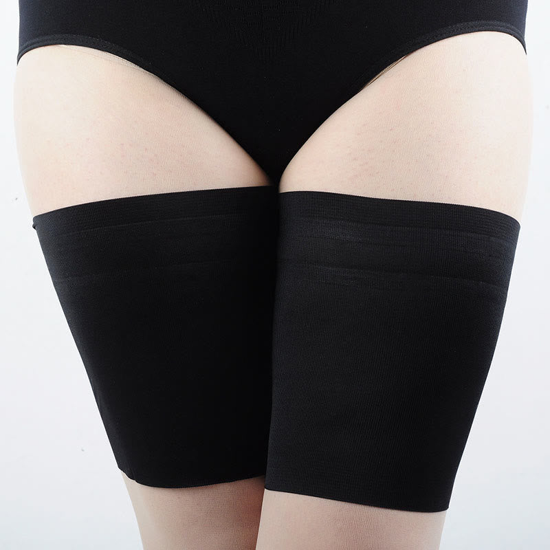 Plus Size Non Slip Elastic Thigh Sleeve(3 Pairs) - Black - 4XL - image 2