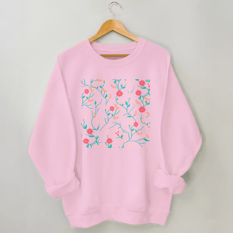 Plus Size Red Pink Flowers Sweatshirt - Pink - 3XL - image 4
