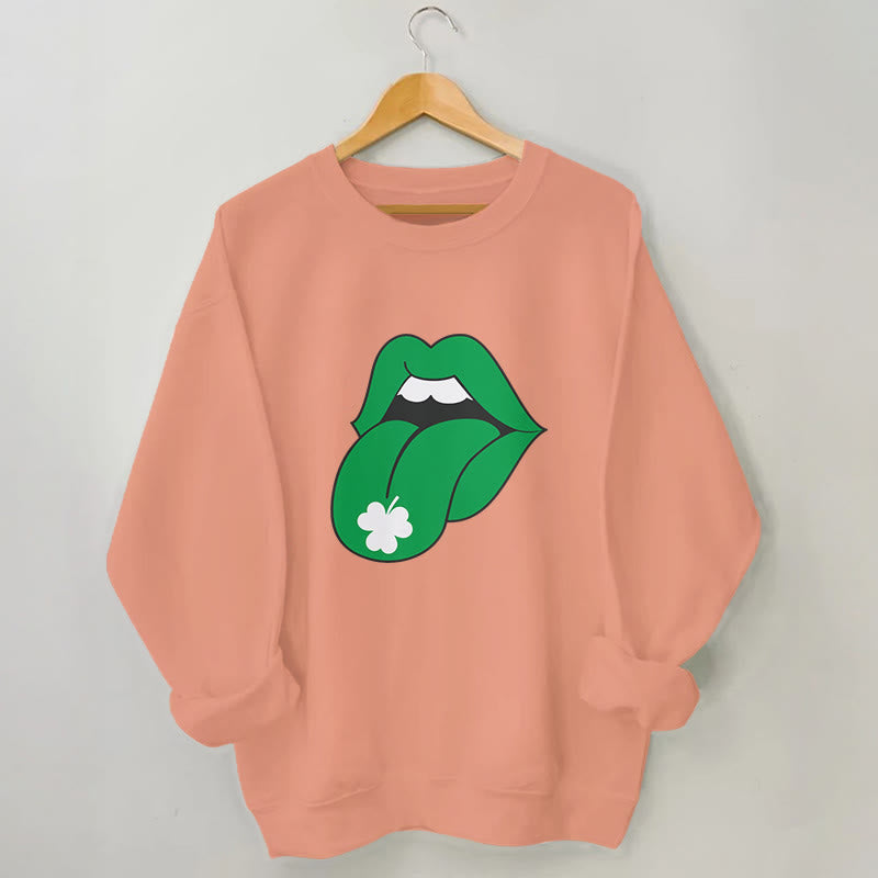 Plus Size Green Lips Sweatshirt - Orange - 3XL - image 5