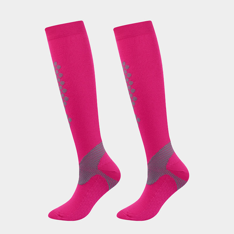 Diamond Lattice Sports Compression Socks(3 Pairs) - Rose - EU38-41(US8-11) - image 6