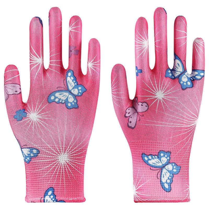 Nylon Knit Printed Gardening Work Gloves(12 Pairs) - Pink - One Size - image 11