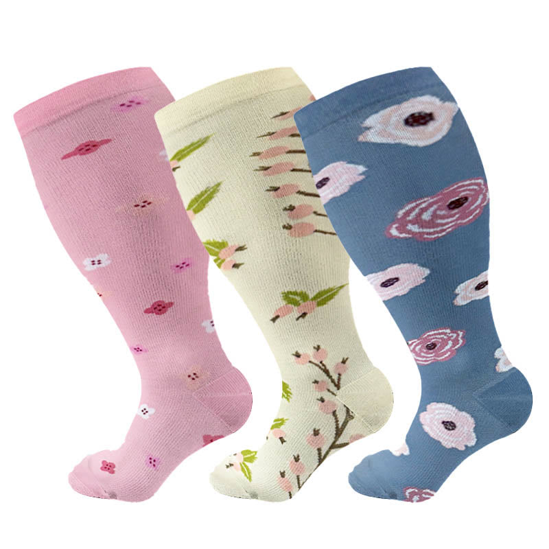 Plus Size Lute Pink Compression Socks(3 Pairs) - Multicolor B - 4XL - image 10