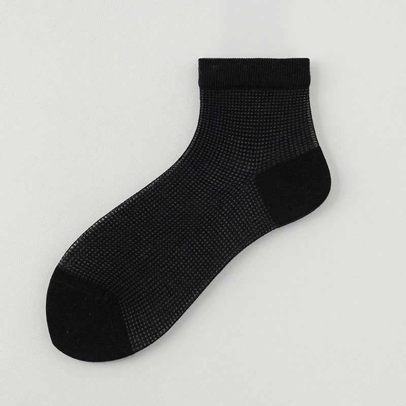 Lightweight Mesh Breathable Solid-Color Ankle Socks(8 Pairs) - Black - EU36-40(US3-7) - image 18