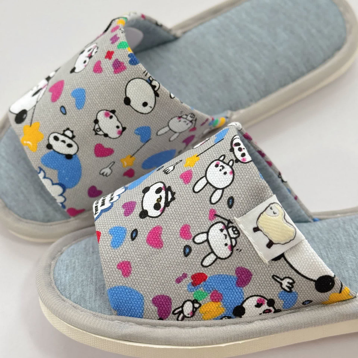 Cartoon Print Canvas Open-Toe Home Slippers - image 9