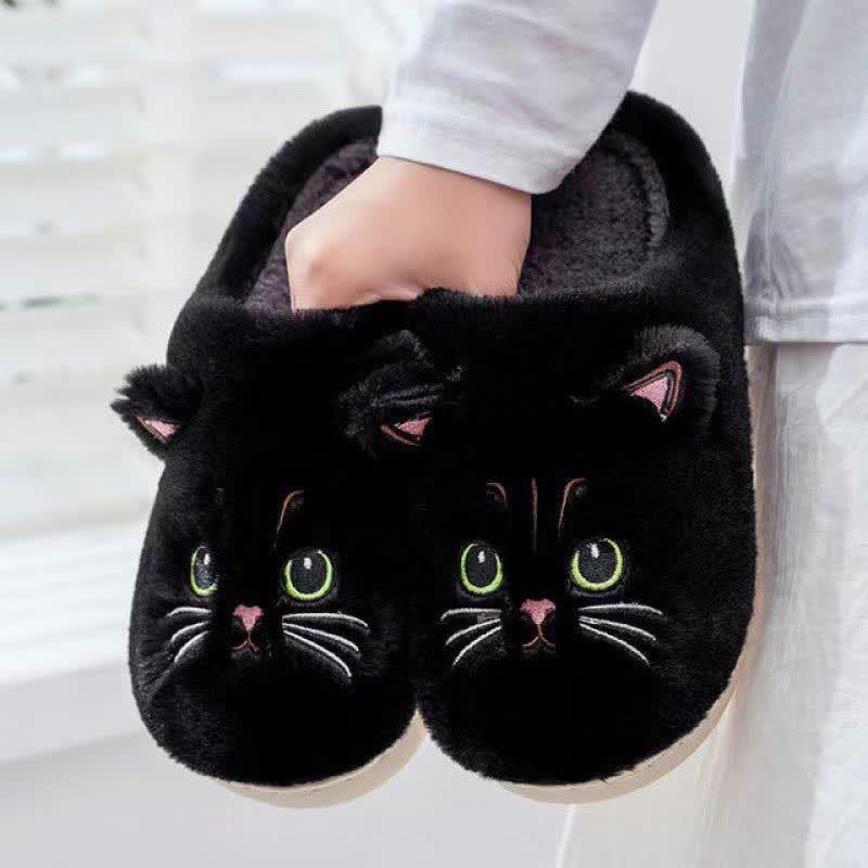 Cute Cartoon Kitten Indoor Plush Slippers - Black - EU46-47(US10-11) - image 13
