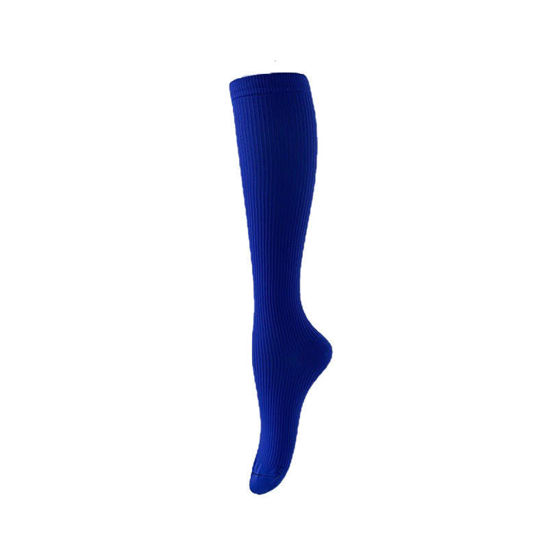 Candy Color Vertical Stripe Athletic Compression Socks(7 Pairs) - Dark Blue - L/XL - image 14