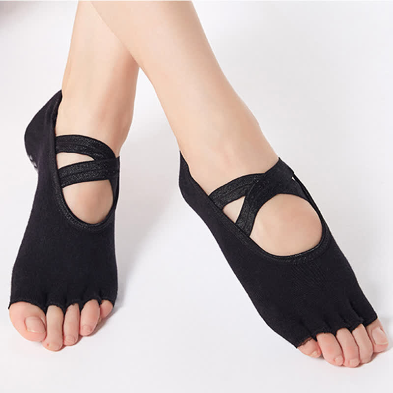 Cotton Non-Slip Cross Strap Open Toe Grip Socks(6 Pairs) - image 13