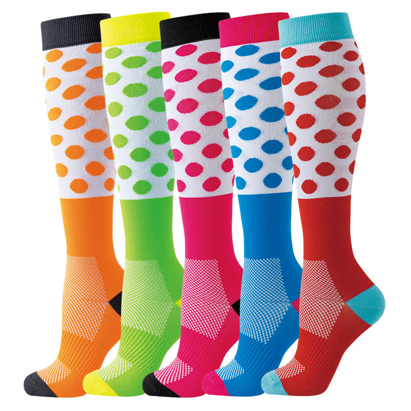 Colorful Circles Graphics Compression Socks(5 Pairs) - image 0