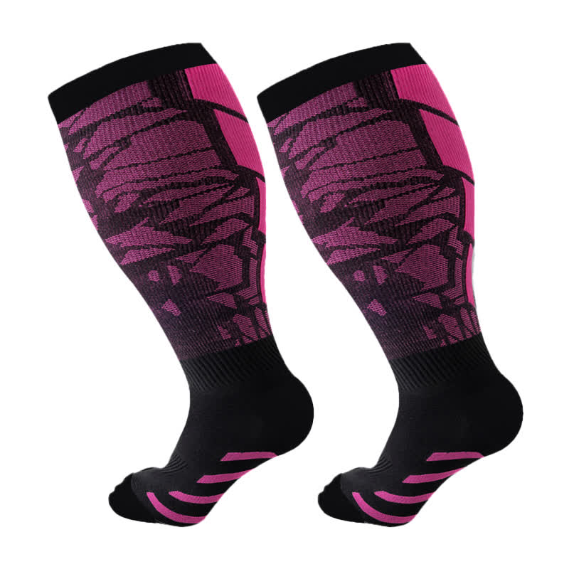 Plus Size Graphic Sports Compression Socks(3 Pairs) - Red - 4XL - image 7
