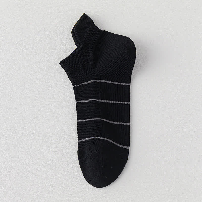 Striped Cotton Mesh Breathable Ankle Compression Socks(5 Pairs) - Black - EU39-44(US6-10) - image 10