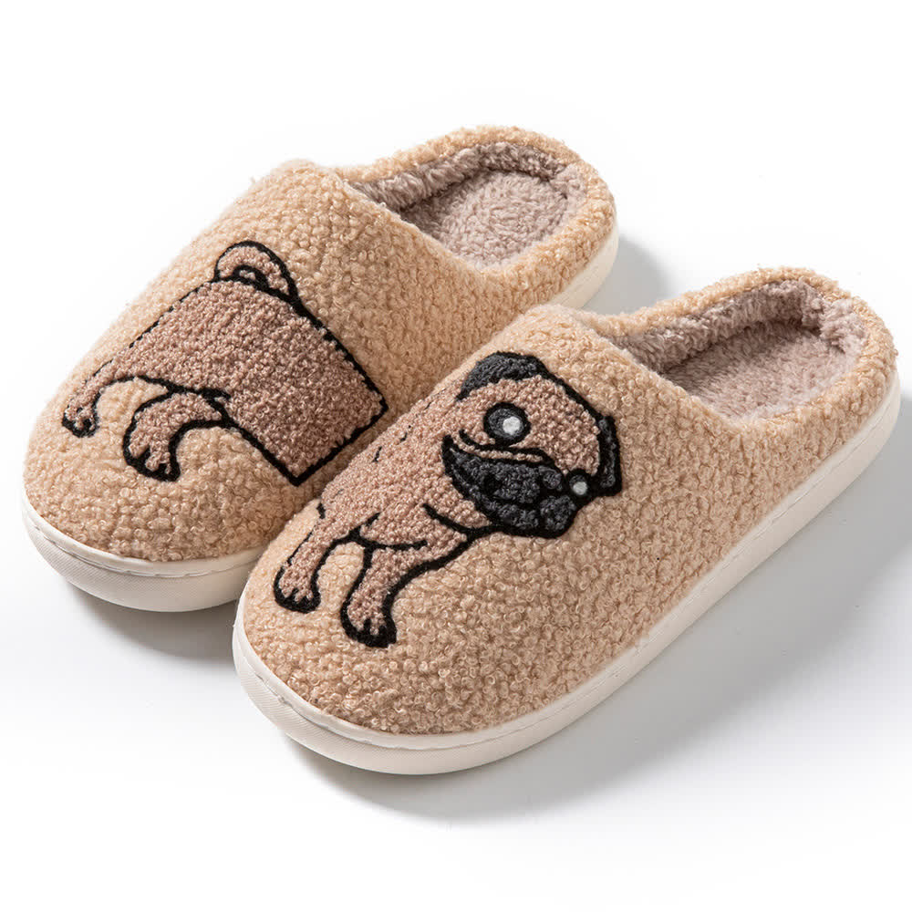 Cartoon Dog Fluffy Home Slippers - B - EU44-45(US10-11) - image 9