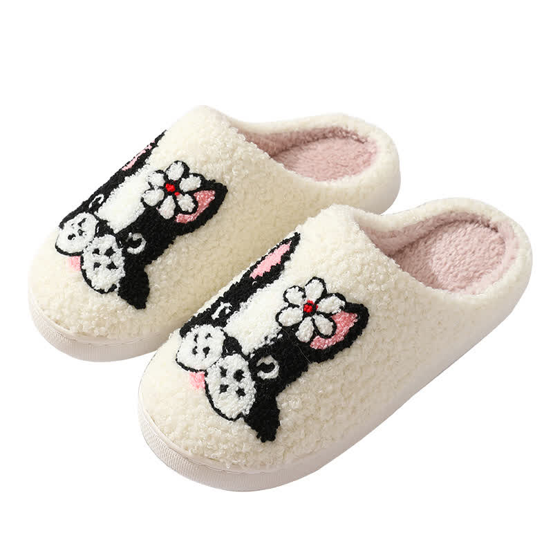 Cartoon Dog Flower Fluffy Home Slippers - image 4
