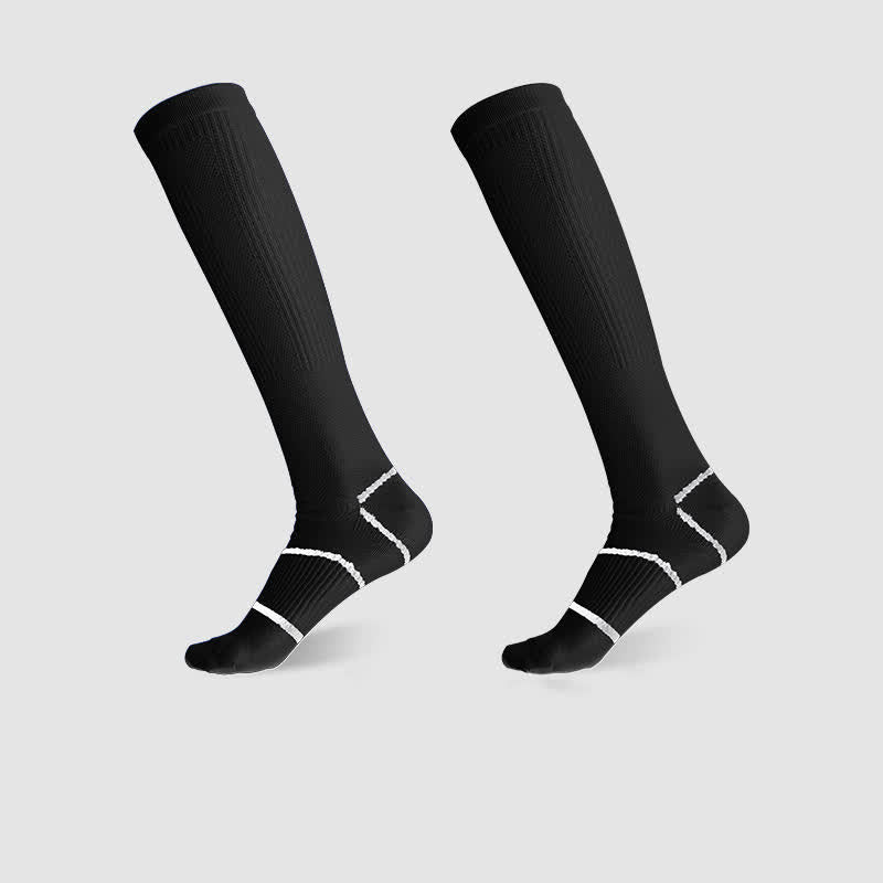 Solid Color Sports Compression Knee High Socks(6 Pairs) - Black - EU36-45(US3-11) - image 10
