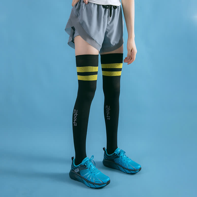 Fitness Compression Thigh High Socks(2 Pairs) - Black&Yellow - EU36-42(US3-8.5) - image 5