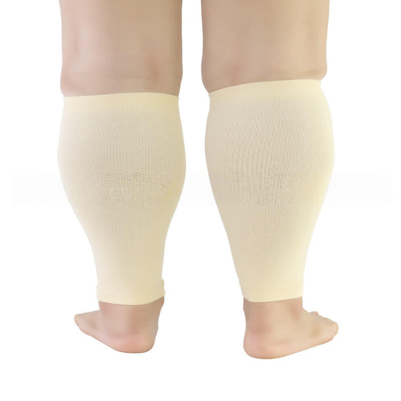 Plus Size Solid Color Calf Compression Sleeves - Beige - 5XL - image 10