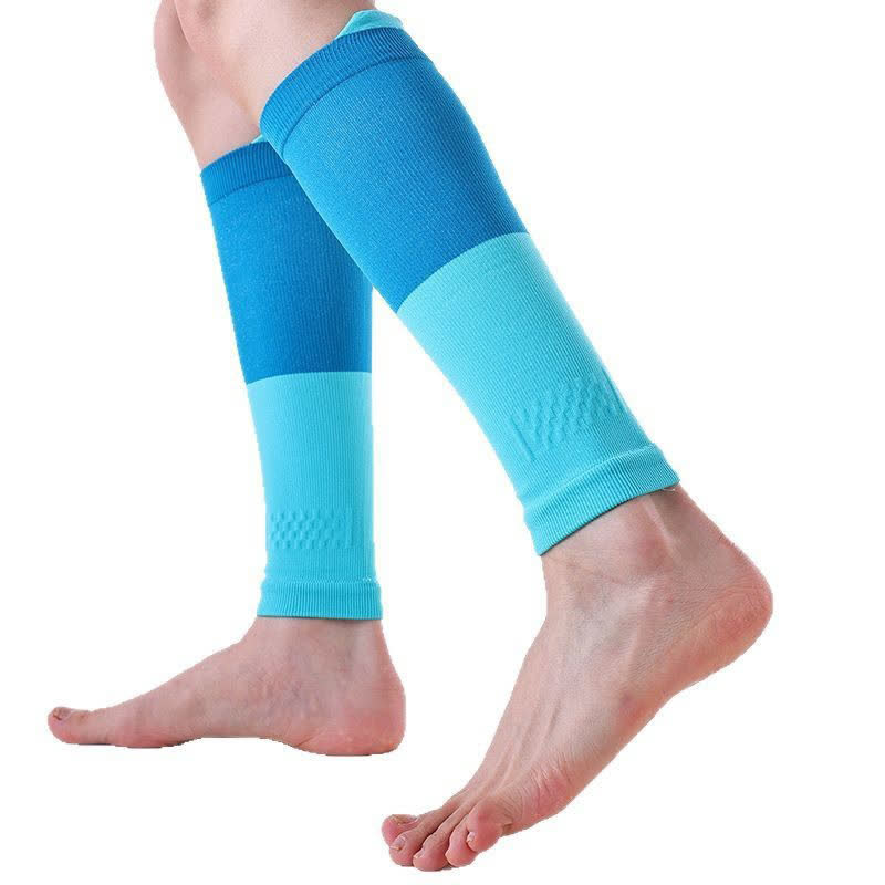 Colorblock Sports Running Compression Calf Sleeves(3 Pairs) - Blue&Green - One Size - image 9
