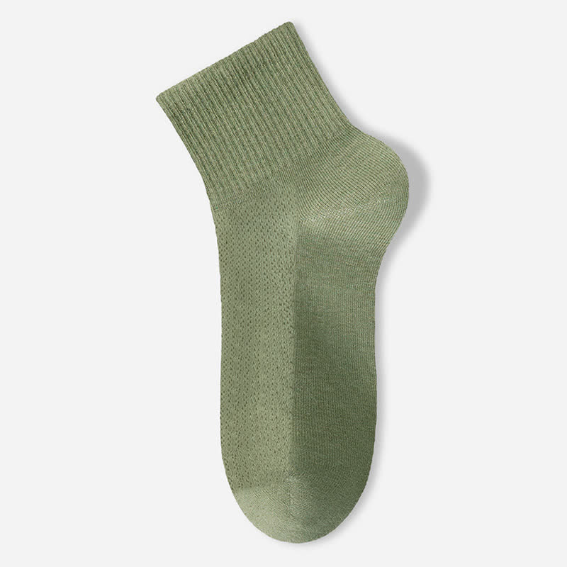 Pure Cotton Mesh Thin Breathable Ankle Socks(7 Pairs) - Green - EU40-45(US7-11) - image 15