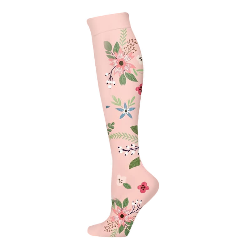 Blooming Flowers Series Compression Socks(6 Pairs) - Pink-B - S/M - image 12