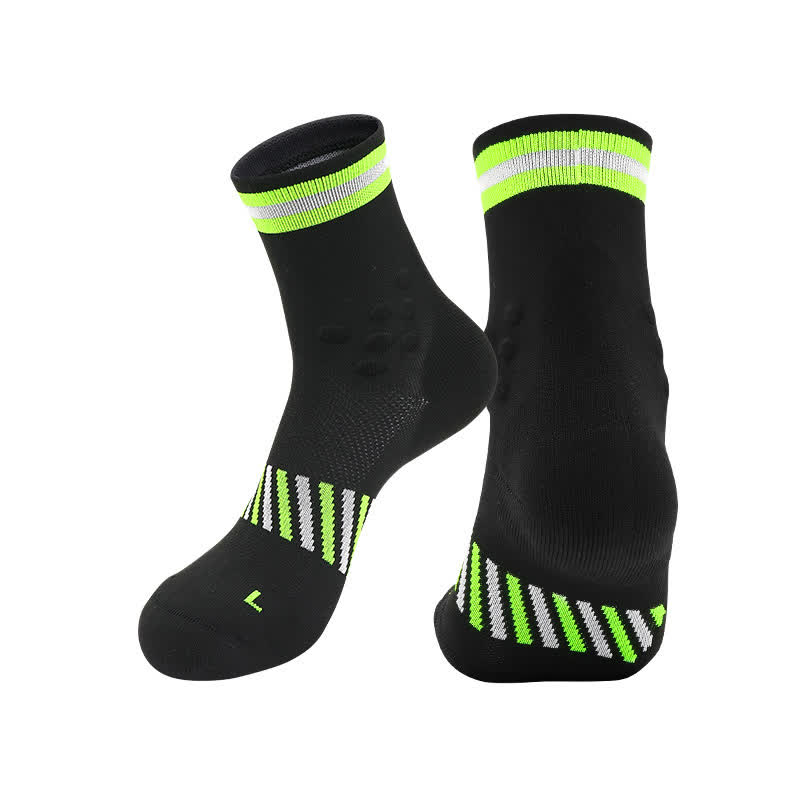 Breathable Sports Cycling Quarter Compression Socks(4 Pairs) - Black&Yellow - EU39-44(US6-10) - image 9