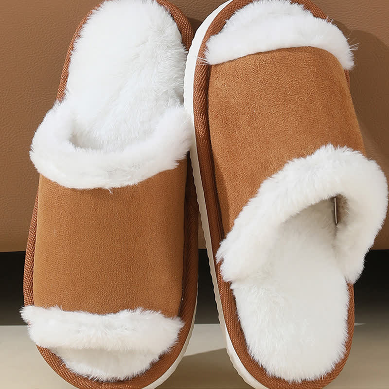 Suede Slippers with Fur Trim - Brown - EU42-43(US8.5-9) - image 12
