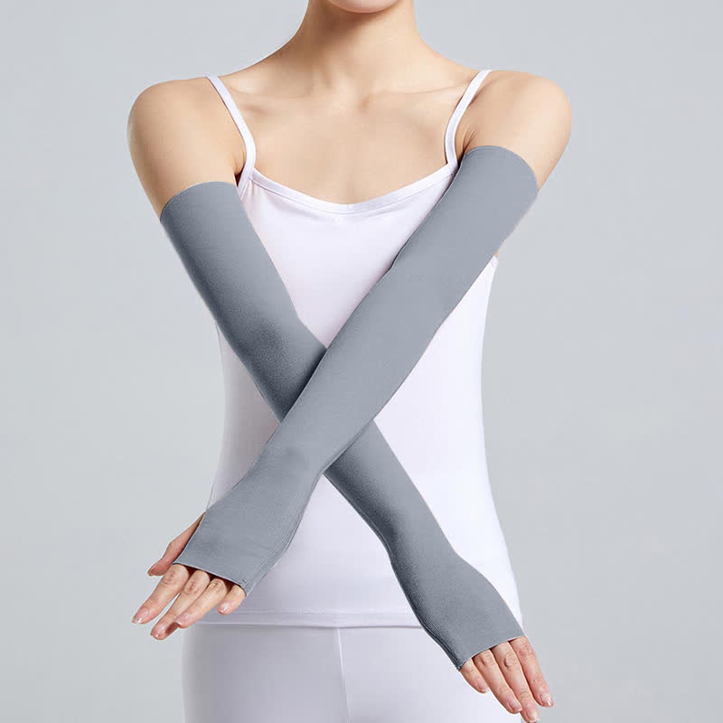 Long Modal Finger Loop Arm Sleeves(2 Pairs) - Dark Grey - XL - image 10