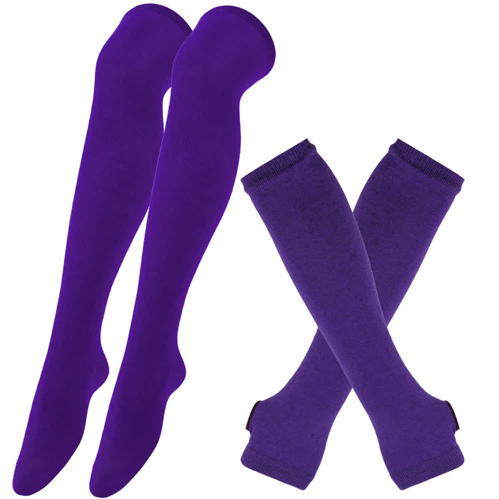 Purple Series Gloves Thigh High Socks Set - Purple - D - One Size - image 3