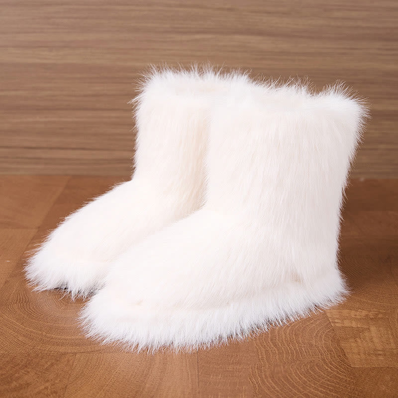 Plus Size Long Haired Slippers - White - EU42-43(US8.5-9) - image 2