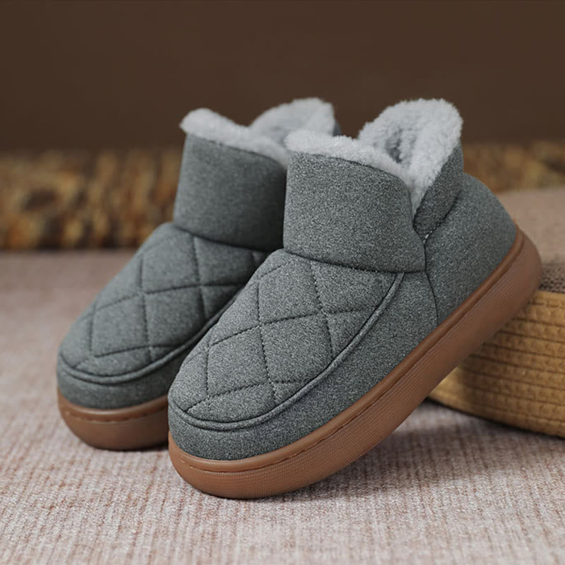 Plus Size Plush Grid Slippers - Grey - EU45-46(US11-12) - image 16