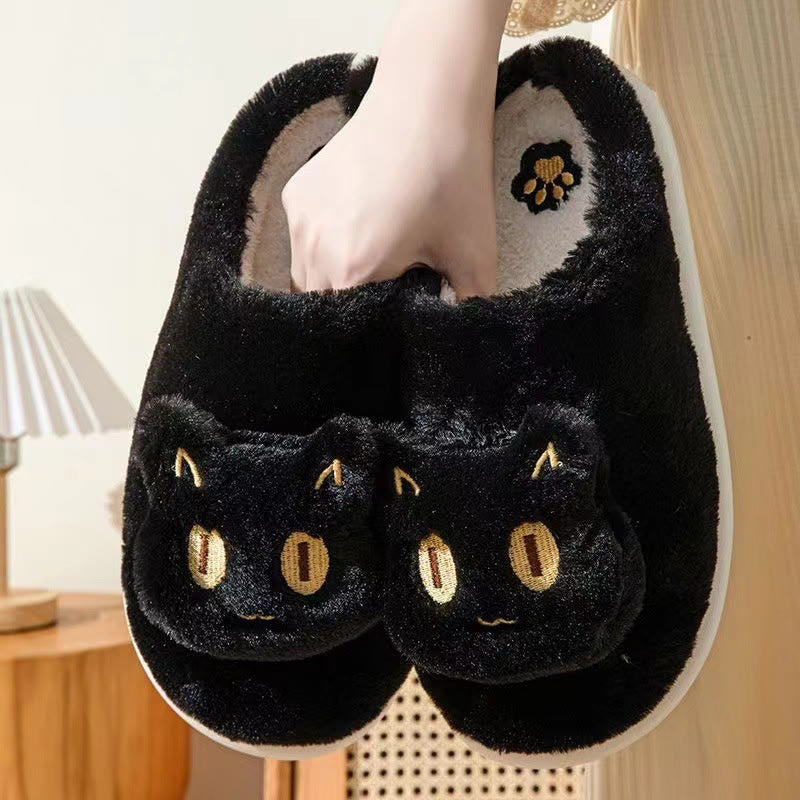 Plus Size Cute Cartoon cat Slippers - Black - EU44-45(US10-11) - image 6
