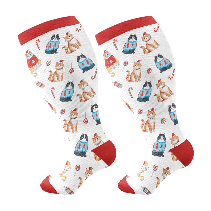 Plus Size Adorable Christmas Mix Compression Socks(3 Pairs) - image 7