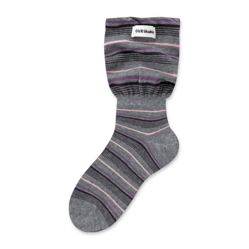 Stylish Contrast Sleep Socks(5 Pairs) - Grey - EU36-40(US3-7) - image 17