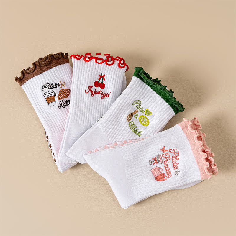 Cherry Coffee Grip Socks(4 Pairs) - image 15