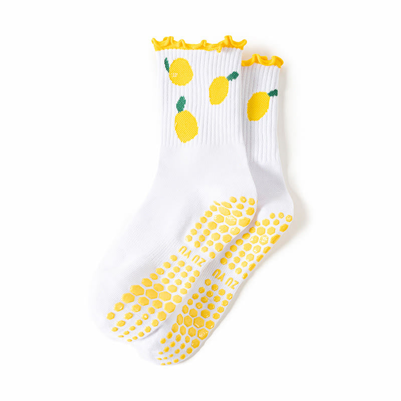 Cherry Lemon Grip Socks(3 Pairs) - Yellow - EU36-40(US3-7) - image 14