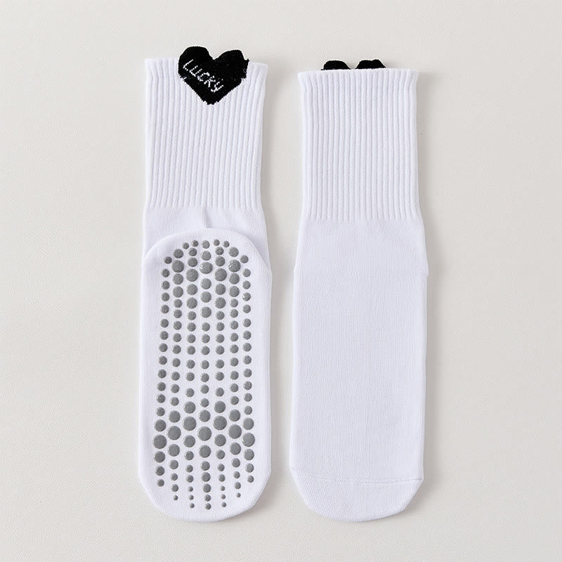 Lucky Heart Grip Socks(4 Pairs) - White - EU36-40(US3-7) - image 15